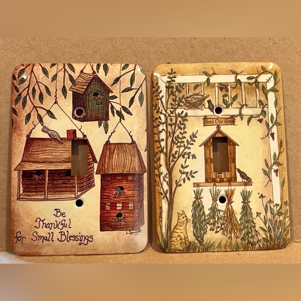 Be Thankful For Small Blessings & Bless Our Home Birdhouse Metal Wall Plates